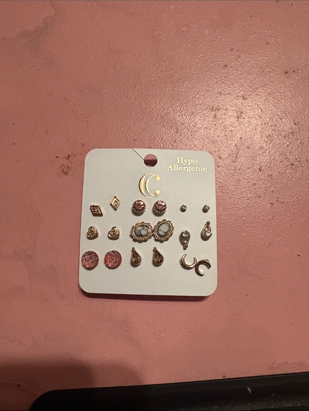 PINK Victoria's Secret Gold-Tone and Pink Stud Earring Set